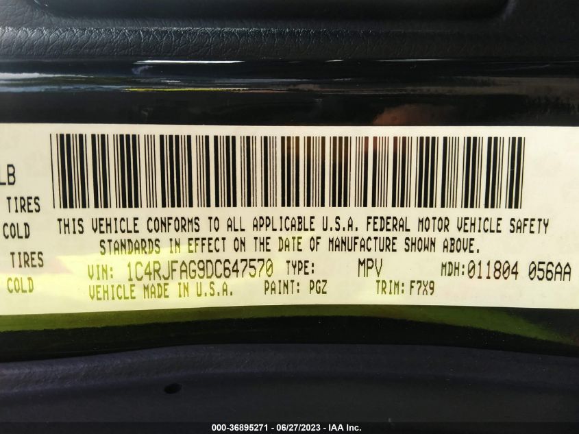 2013 JEEP GRAND CHEROKEE LAREDO - 1C4RJFAG9DC647570