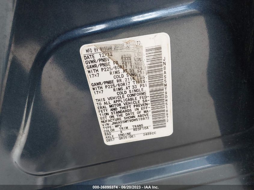 2013 NISSAN ROGUE SV - JN8AS5MT9DW518972