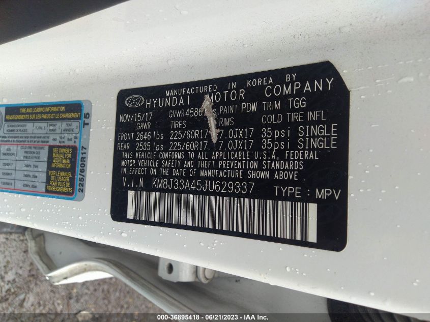 2018 HYUNDAI TUCSON SEL - KM8J33A45JU629337