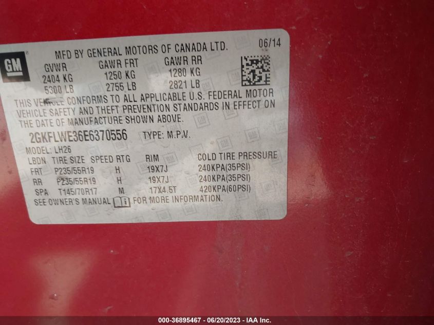 2014 GMC TERRAIN SLE - 2GKFLWE36E6370556