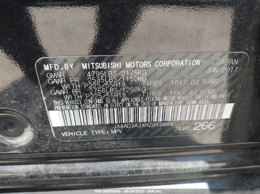 2017 MITSUBISHI OUTLANDER SE/SEL - JA4AD3A3XHZ059884