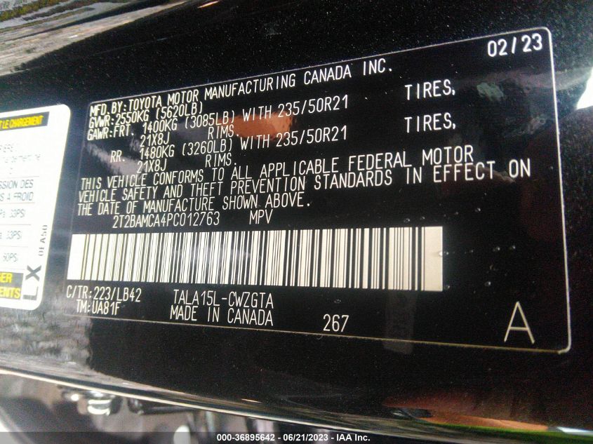 2023 LEXUS RX RX 350 - 2T2BAMCA4PC012763