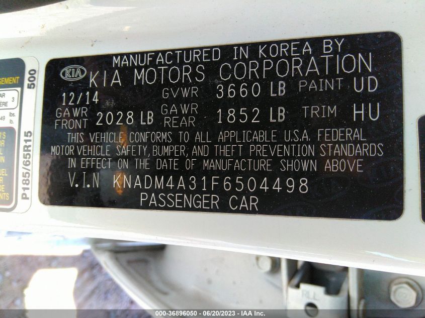 2015 KIA RIO LX - KNADM4A31F6504498
