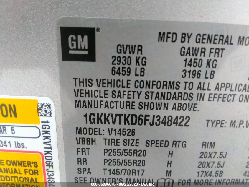 2015 GMC ACADIA DENALI - 1GKKVTKD6FJ348422