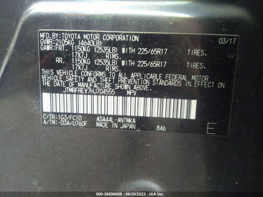 2017 TOYOTA RAV4 XLE - JTMRFREV7HJ704555