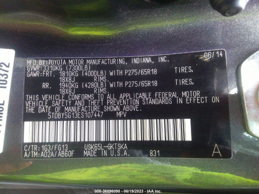 2014 TOYOTA SEQUOIA SR5 - 5TDBY5G13ES107447