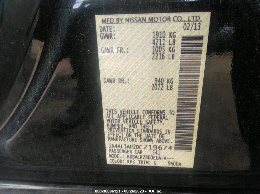 2013 NISSAN ALTIMA 2.5 S - 1N4AL3AP2DC219674