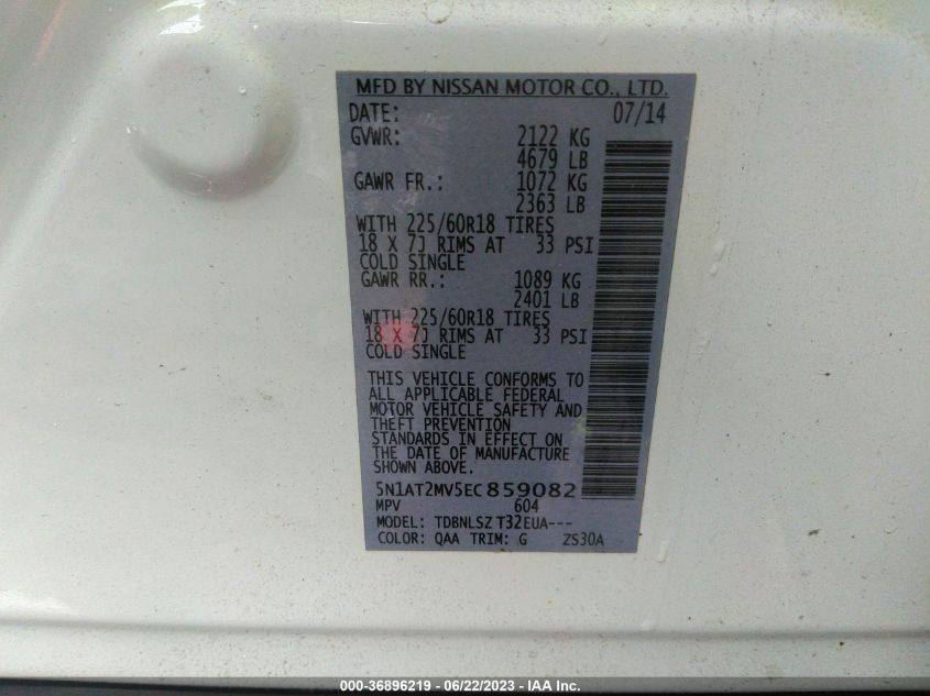 2014 NISSAN ROGUE SL - 5N1AT2MV5EC859082