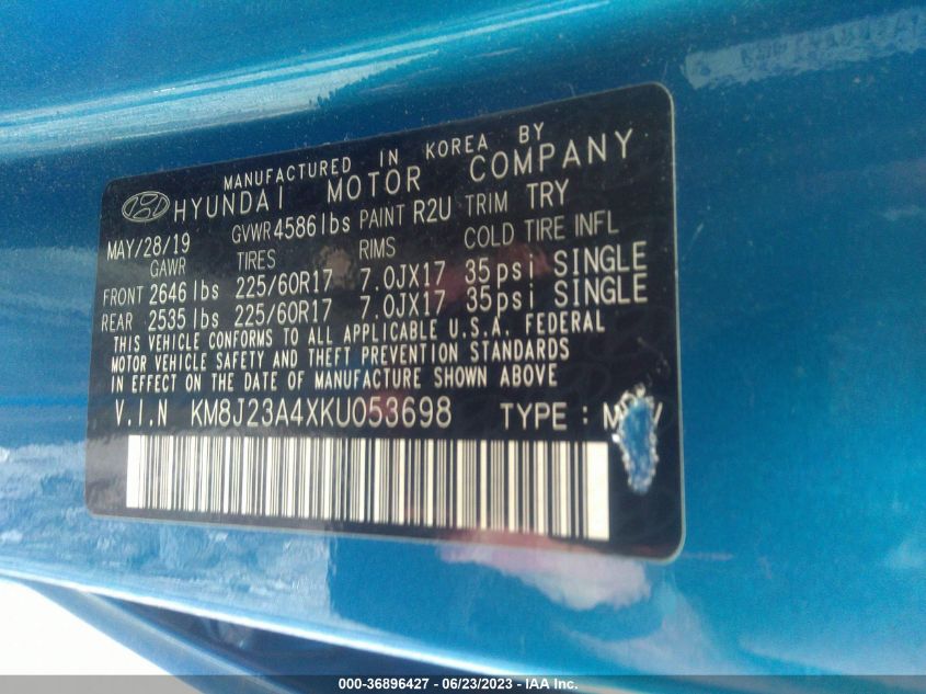 2019 HYUNDAI TUCSON SE - KM8J23A4XKU053698