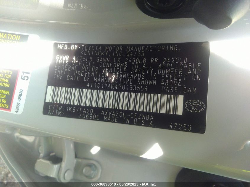 2023 TOYOTA CAMRY LE - 4T1C1AAK4PU159554