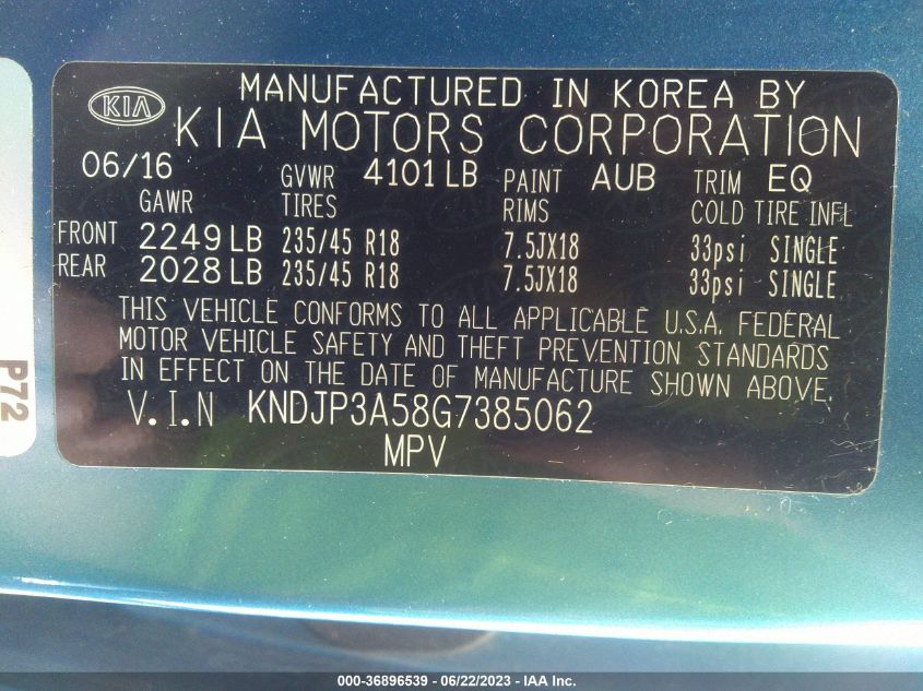 2016 KIA SOUL + - KNDJP3A58G7385062