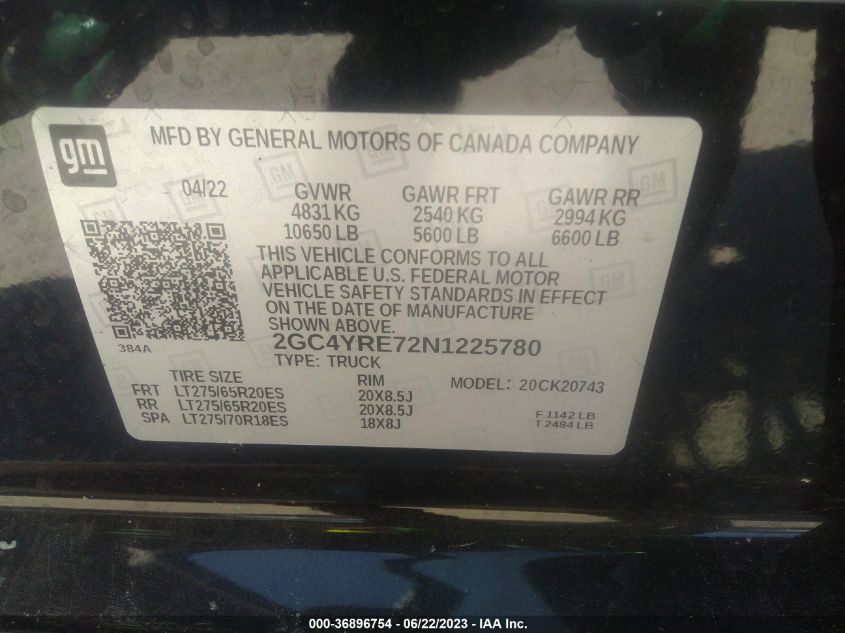 2022 CHEVROLET SILVERADO 2500 HD - 2GC4YRE72N1225780