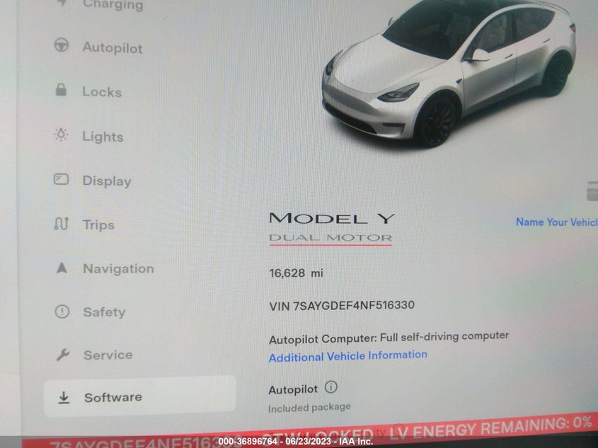 VIN 7SAYGDEF4NF516330 2022 TESLA MODEL Y PERFORMANCE
