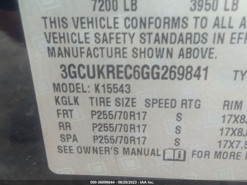 2016 CHEVROLET SILVERADO 1500 LT - 3GCUKREC6GG269841