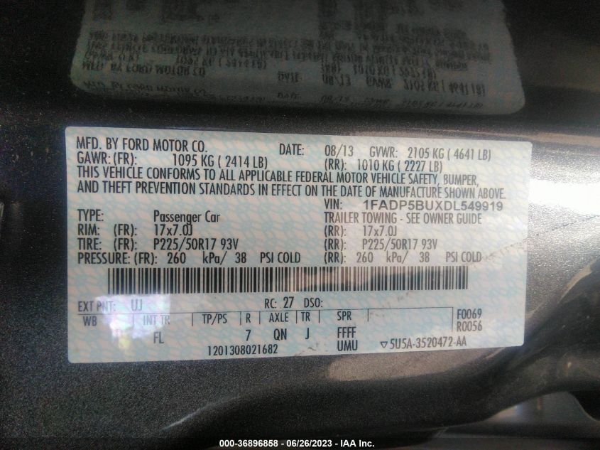 2013 FORD C-MAX HYBRID SEL - 1FADP5BUXDL549919