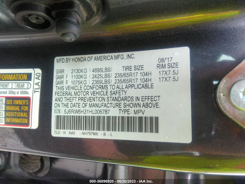 2017 HONDA CR-V LX - 5J6RW6H31HL006787