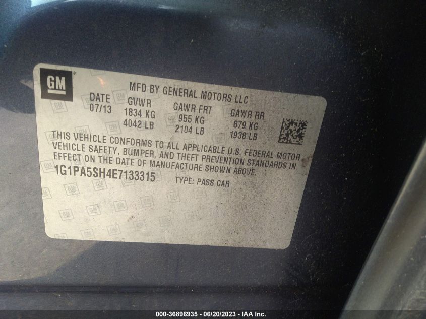 2014 CHEVROLET CRUZE LS - 1G1PA5SH4E7133315
