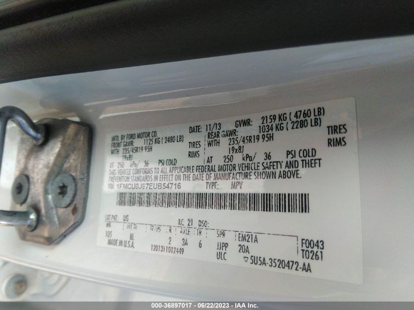 2014 FORD ESCAPE TITANIUM - 1FMCU0J97EUB54716