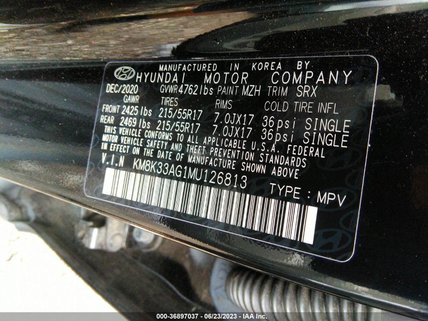 2021 HYUNDAI KONA EV LIMITED - KM8K33AG1MU126813