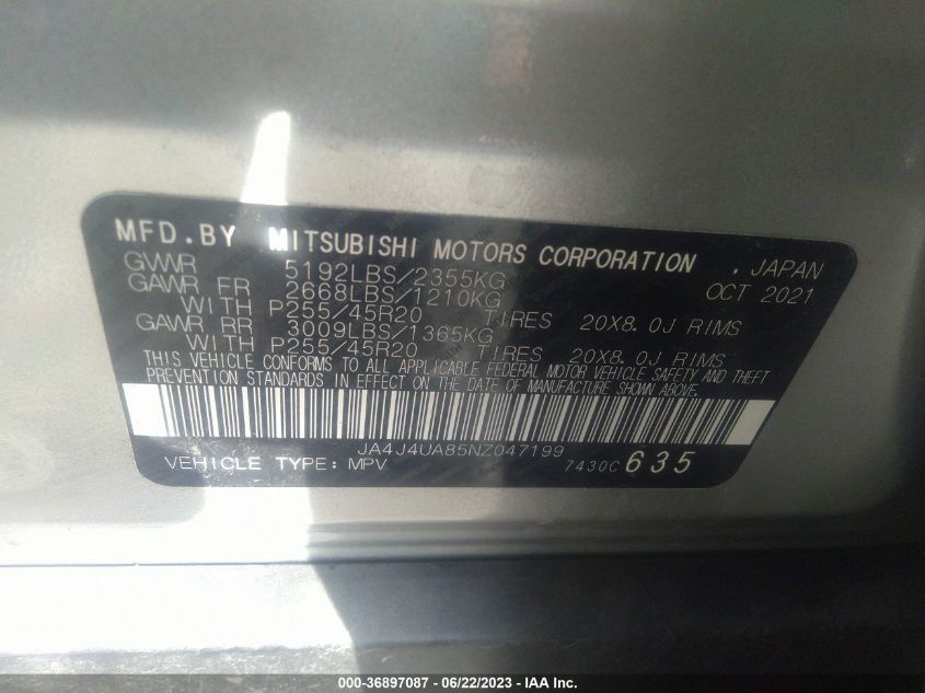 2022 MITSUBISHI OUTLANDER SE - JA4J4UA85NZ047199