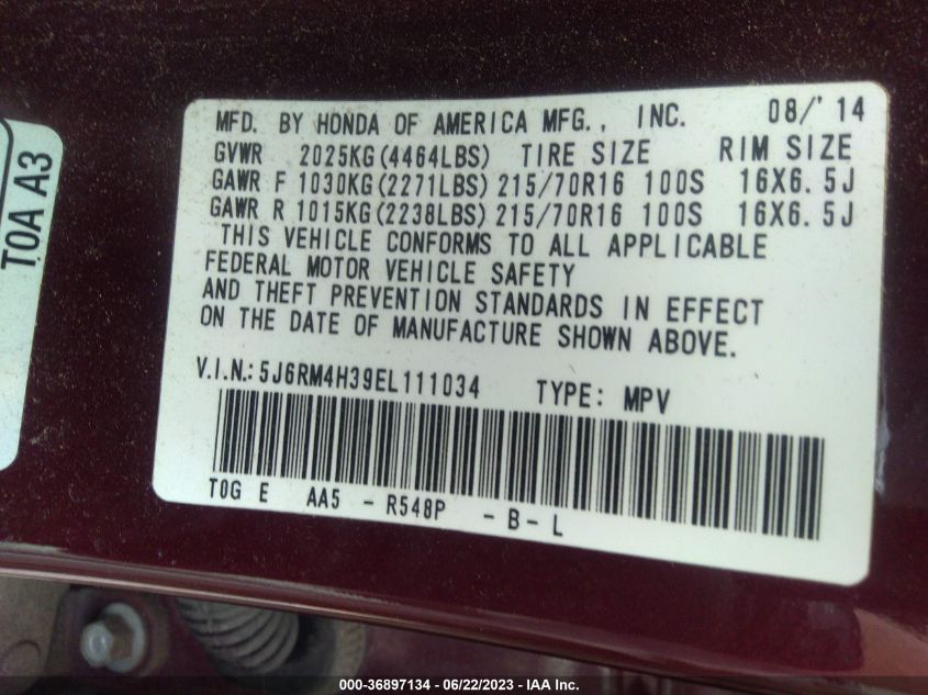 2014 HONDA CR-V LX - 5J6RM4H39EL111034