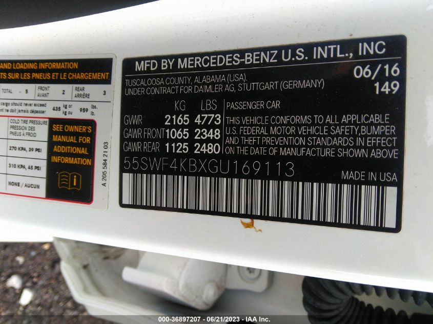 2016 MERCEDES-BENZ C-CLASS C 300 - 55SWF4KBXGU169113