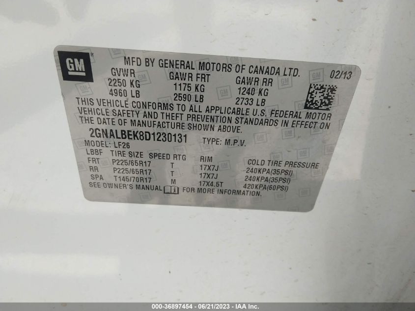 2013 CHEVROLET EQUINOX LS - 2GNALBEK8D1230131