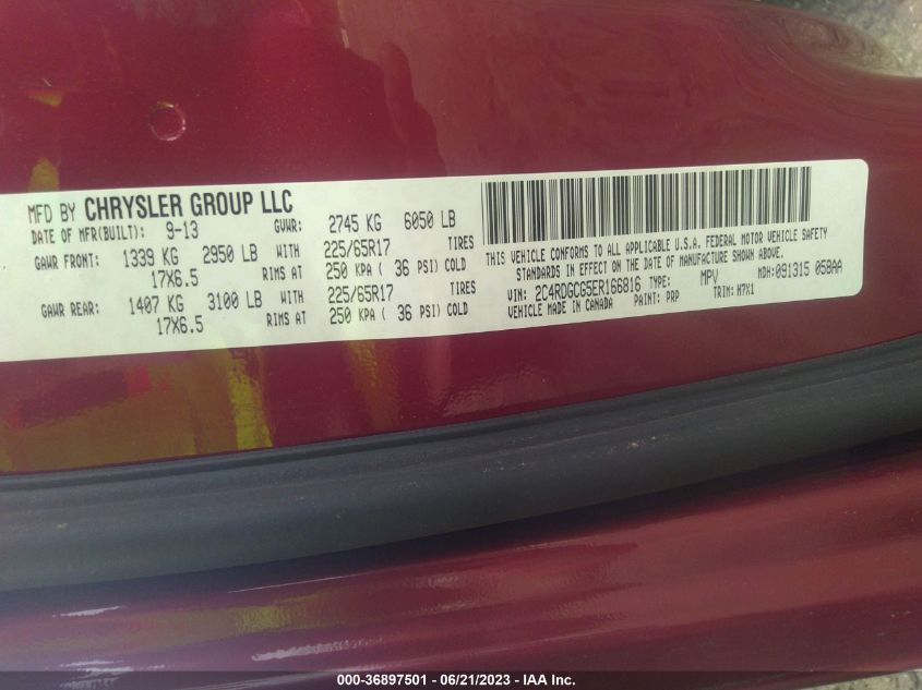 2014 DODGE GRAND CARAVAN SXT - 2C4RDGCG5ER166816
