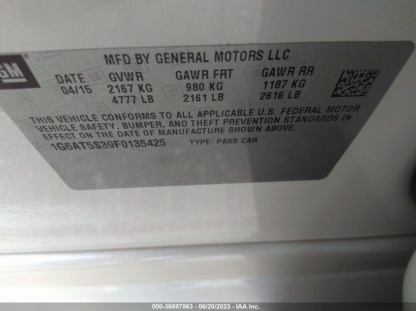 2015 CADILLAC CTS SEDAN PREMIUM RWD - 1G6AT5S39F0135425