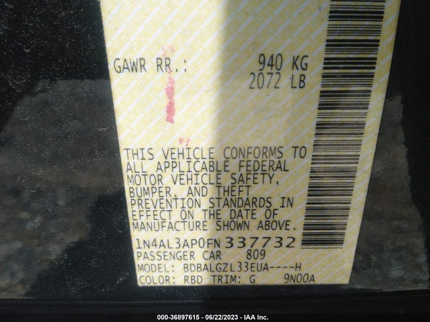 2015 NISSAN ALTIMA 2.5 S - 1N4AL3AP0FN337732