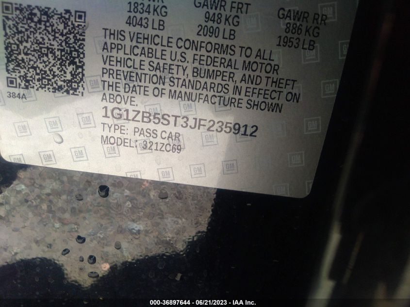 2018 CHEVROLET MALIBU LS - 1G1ZB5ST3JF235912