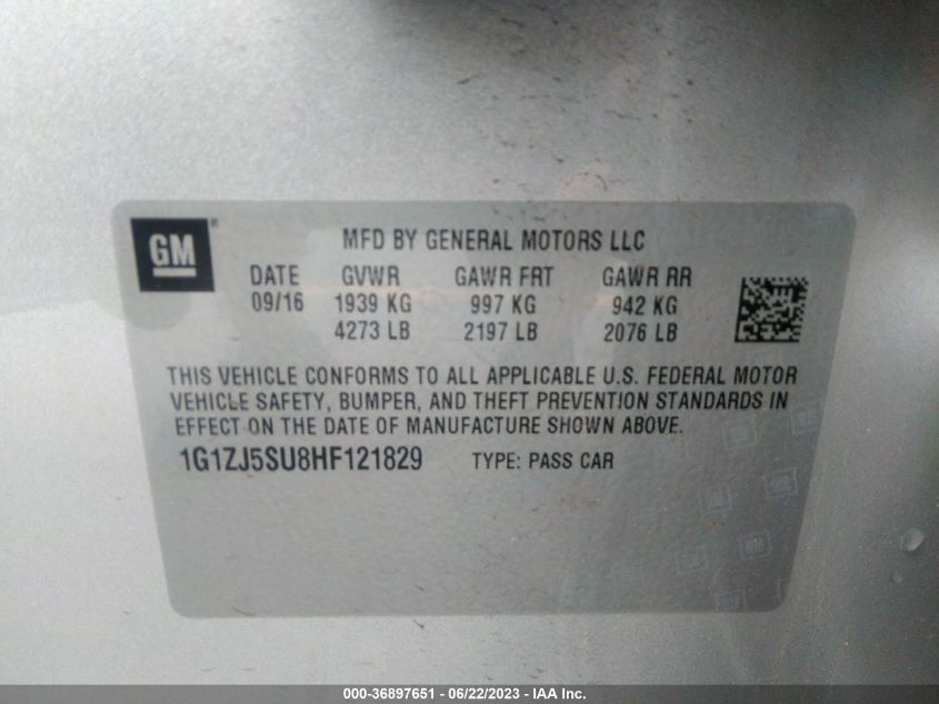 2017 CHEVROLET MALIBU HYBRID - 1G1ZJ5SU8HF121829