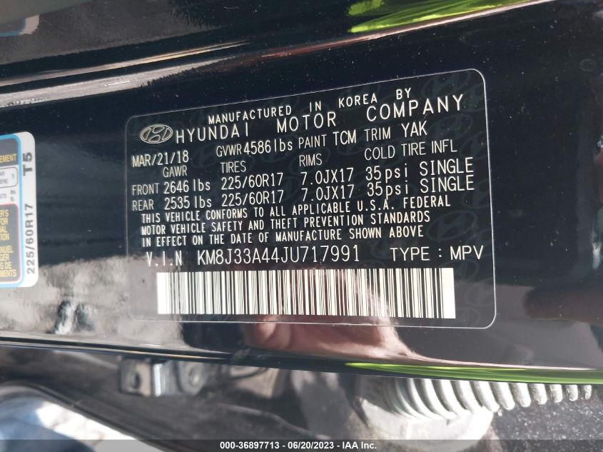 2018 HYUNDAI TUCSON SEL PLUS - KM8J33A44JU717991