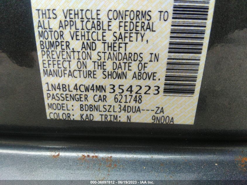 2021 NISSAN ALTIMA 2.5 SR - 1N4BL4CW4MN354223