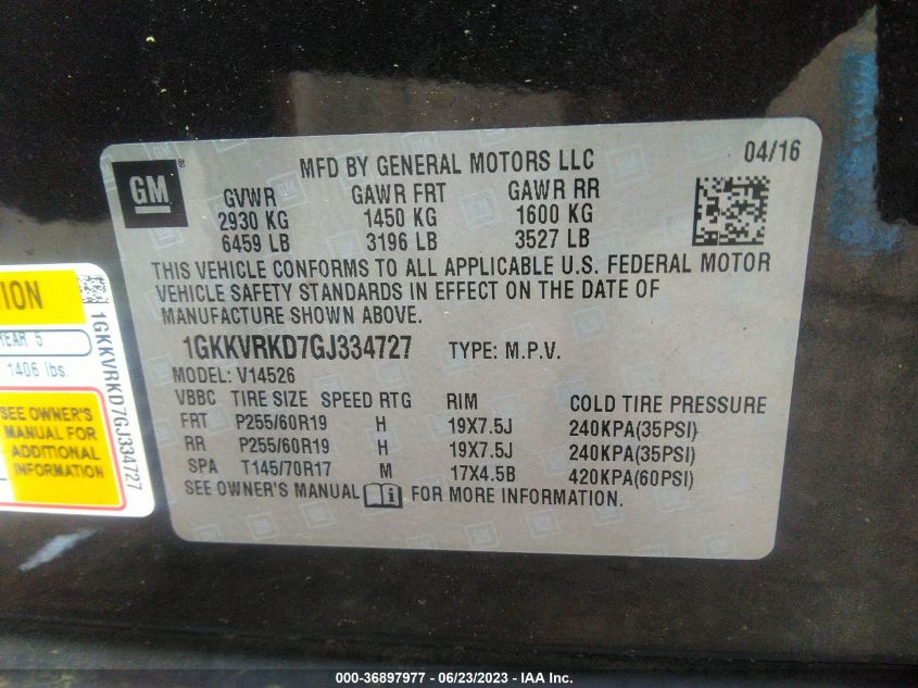 2016 GMC ACADIA SLT - 1GKKVRKD7GJ334727