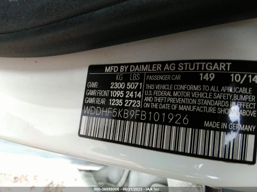 2015 MERCEDES-BENZ E-CLASS E 350 - WDDHF5KB9FB101926