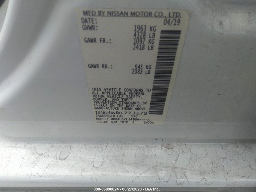 2019 NISSAN ALTIMA 2.5 S - 1N4BL4BV6KC223179