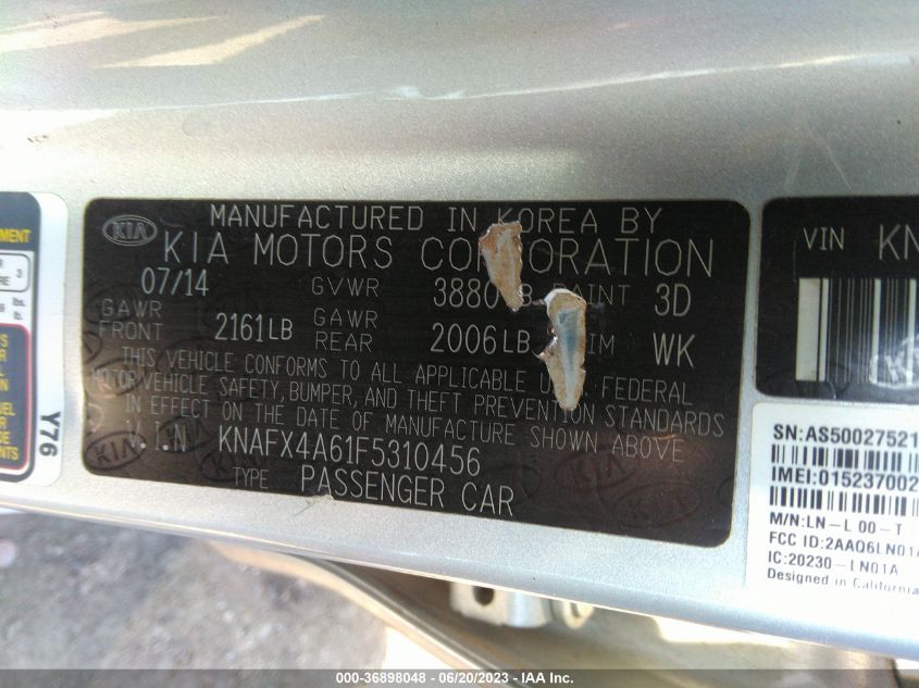 2015 KIA FORTE LX - KNAFX4A61F5310456
