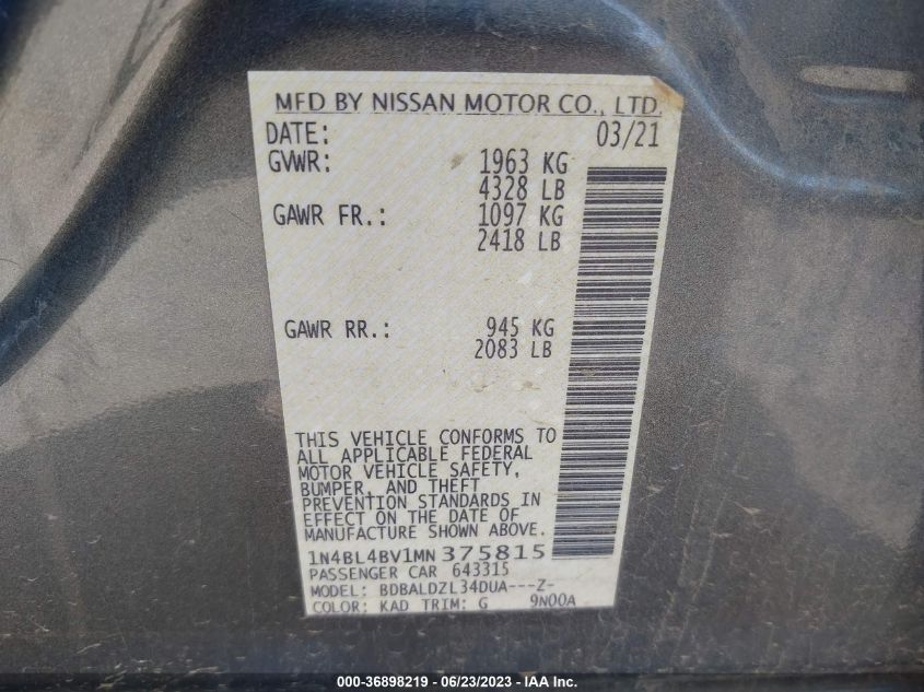 2021 NISSAN ALTIMA 2.5 S - 1N4BL4BV1MN375815