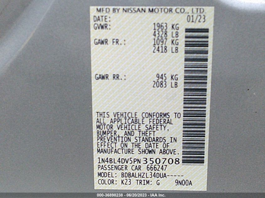 2023 NISSAN ALTIMA 2.5 SV - 1N4BL4DV5PN350708