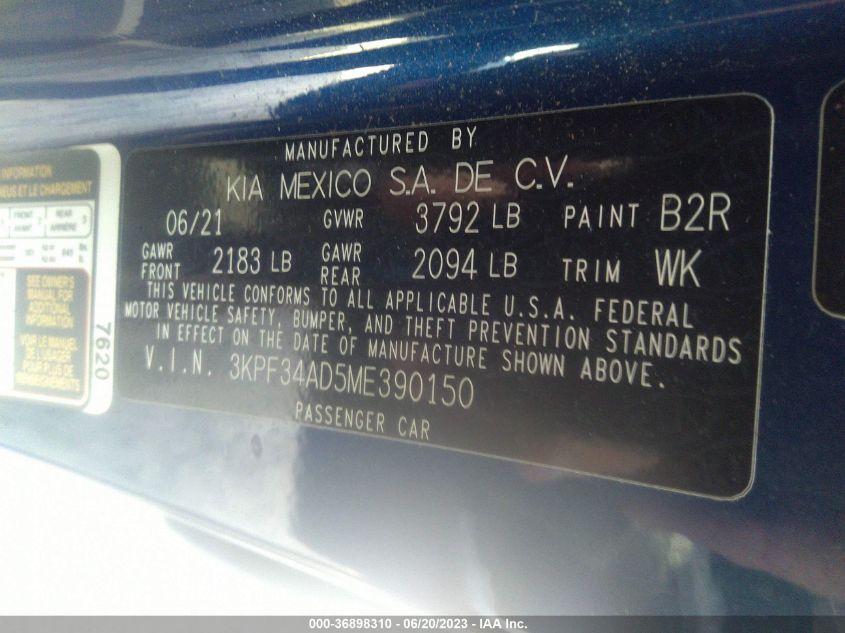 3KPF34AD5ME390150 Kia Forte GT-LINE 9