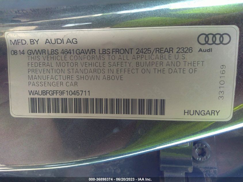 2015 AUDI S3/A3 2.0T PREMIUM PLUS WAUBFGFF9F1045711