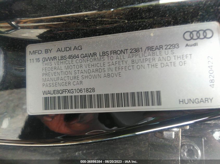 2016 AUDI A3 PREMIUM PLUS - WAUE8GFFXG1061828