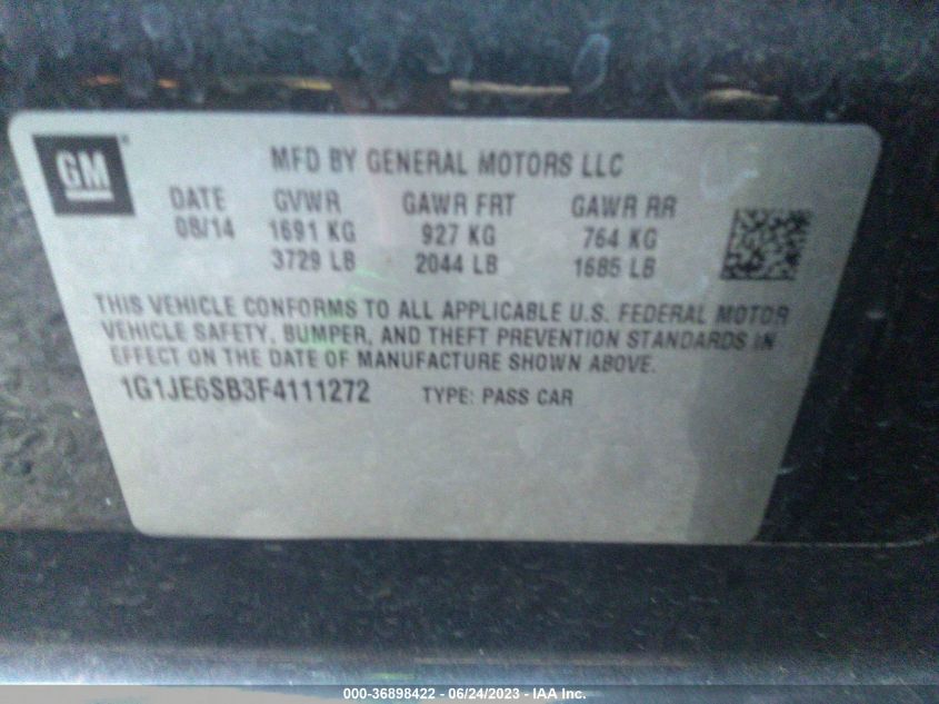 2015 CHEVROLET SONIC LTZ - 1G1JE6SB3F4111272