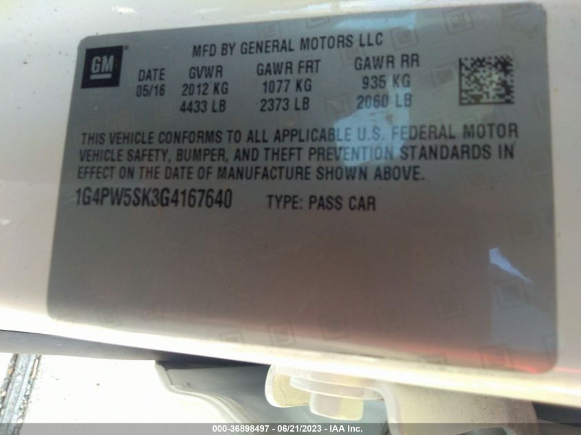 2016 BUICK VERANO SPORT TOURING - 1G4PW5SK3G4167640