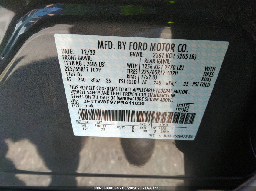2023 FORD MAVERICK XL/XLT/LARIAT - 3FTTW8F97PRA11636