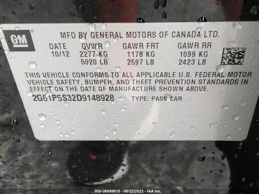 2013 CADILLAC XTS LUXURY - 2G61P5S32D9148928