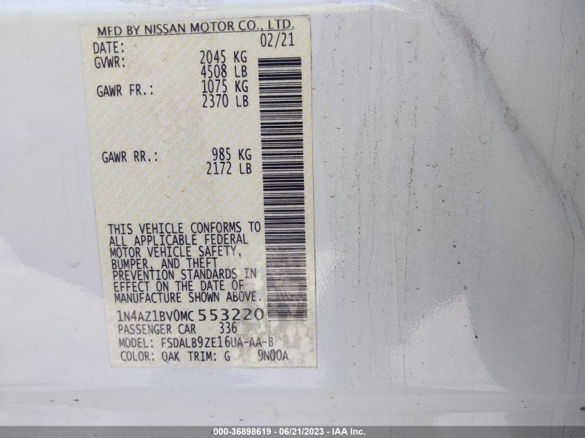 2021 NISSAN LEAF S - 1N4AZ1BV0MC553220