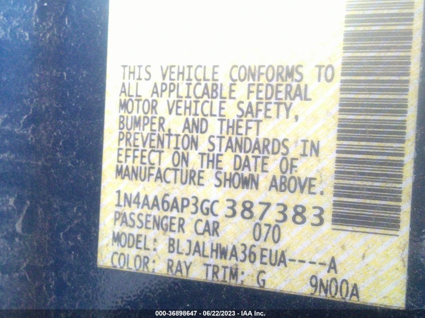 2016 NISSAN MAXIMA 3.5 PLATINUM - 1N4AA6AP3GC387383