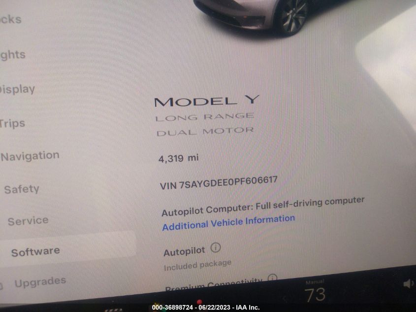 2023 TESLA MODEL Y - 7SAYGDEE0PF606617